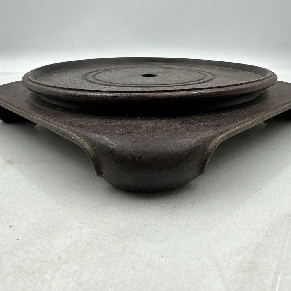 Antique Plant Stand Display Chinese Carved Zitan Hardwood Stand Scroll Foot